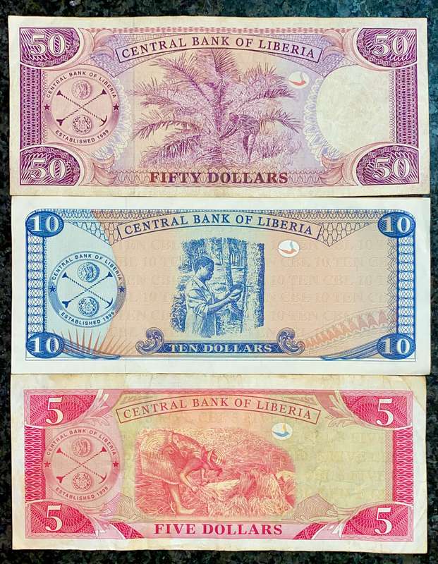LIBERIA SET 50 DOLLARS - 10 DOLLARS 2004 & 5 DOLLARS 2003(1 BID TAKES ALL)