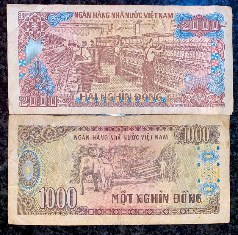 Vietnam. set 2000 dong & 1000 dong 1988(1 bid takes all)