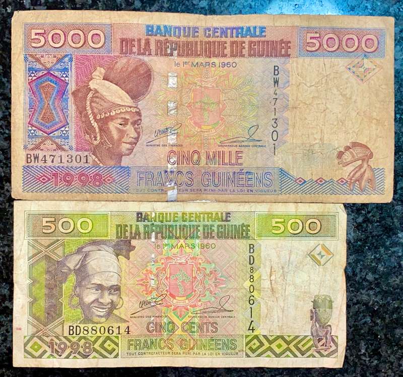 GUINEA SET 5000 FRANCS & 500 FRANCS 1960 ( 1 BID TAKES ALL)
