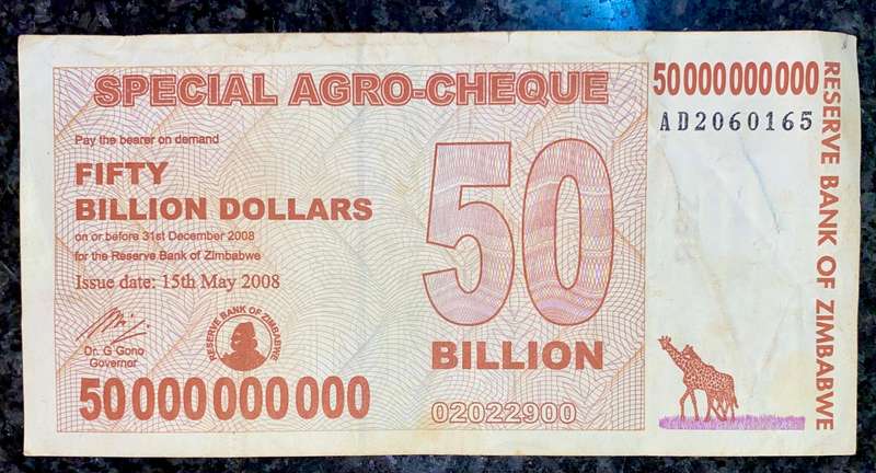 Zimbabwe 50 billion dollars 2008