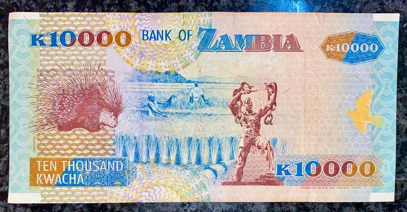 Zambia. 10,000 kwacha 1992