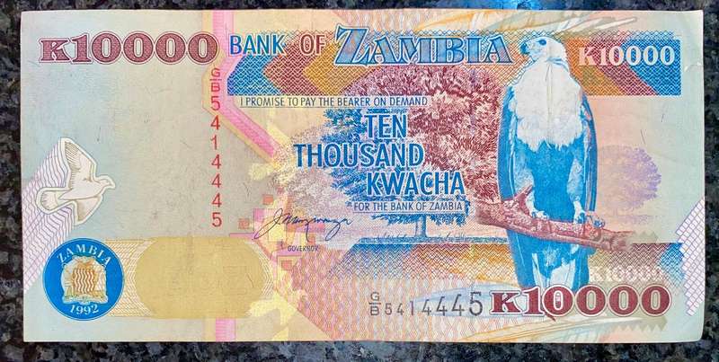 Zambia. 10,000 kwacha 1992