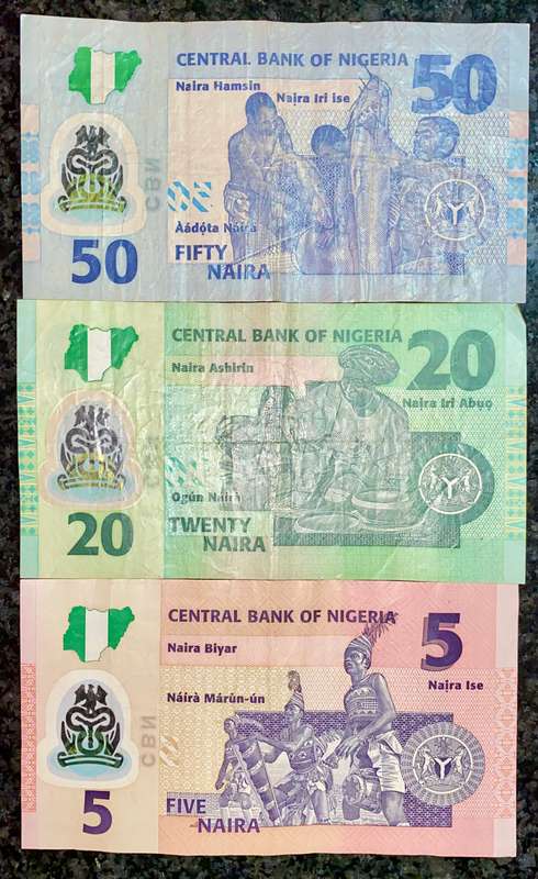 NIGERIA SET 50 NAIRA - 20 NAIRA & 5 NAIRA 2007-2010 POLYMER NOTES (1 BID TAKES ALL)