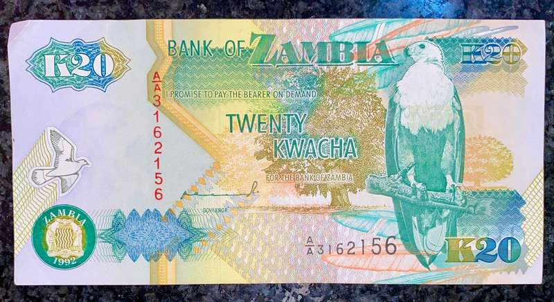 Zambia. 20 kwacha 1992 AA