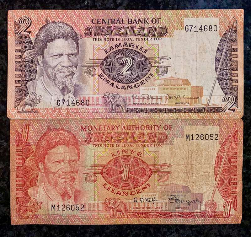 Swaziland. Set 1 Emalangeni & 2 emalangeni nd (1 bid takes all)