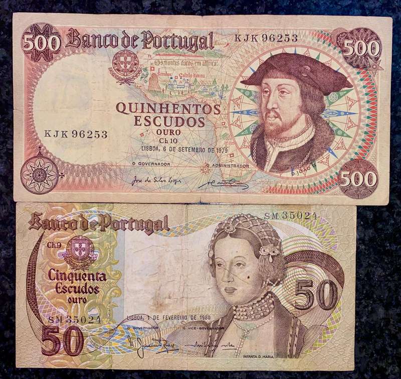 Portugal. set 500 escudos 1979 & 50 escudos 1980 (1 bid takes all)