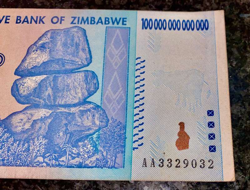 Zimbabwe 100 Trillion dollars 2008 AA Harare - 100% Authentic Banknote
