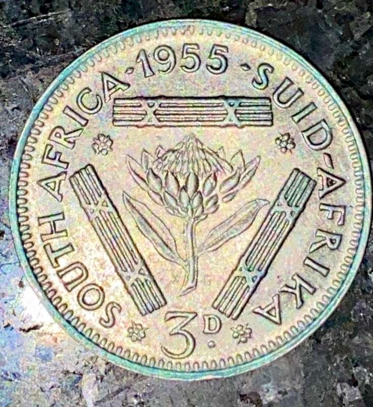 SA Union silver 3d threepence 1955
