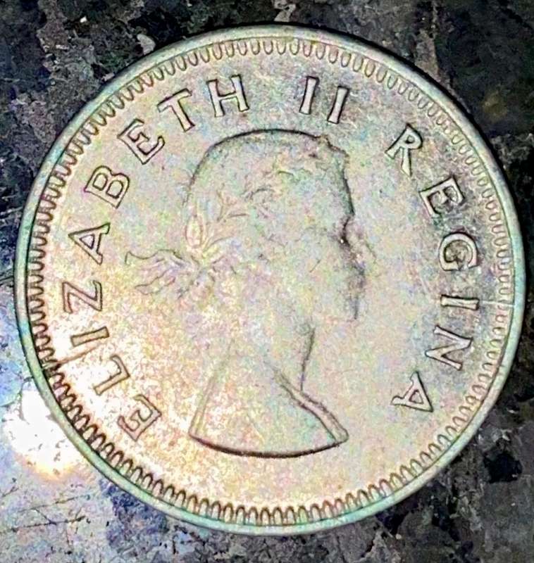 SA Union silver 3d threepence 1955