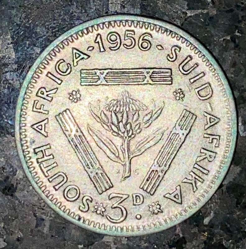 SA Union silver 3d threepence 1956