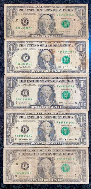 USA 5 X 1 dollars 2003-2017 (1 bid takes all)