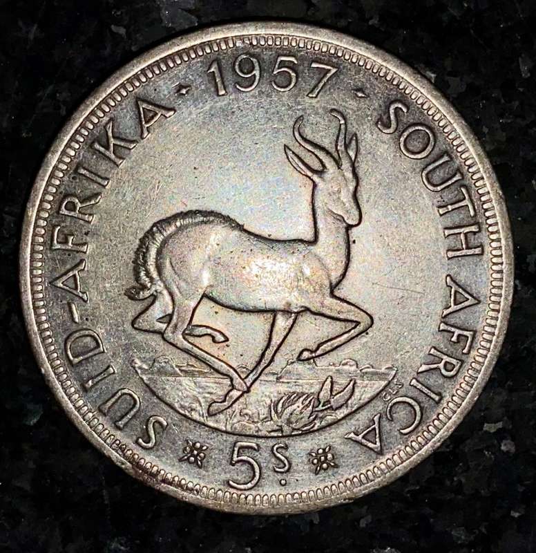 SA Union silver 5 shilling 1957 good condition