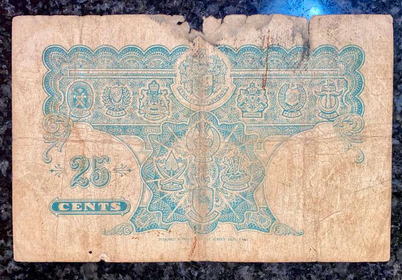 Malaya Currency Board 25 cent 1st september 1940