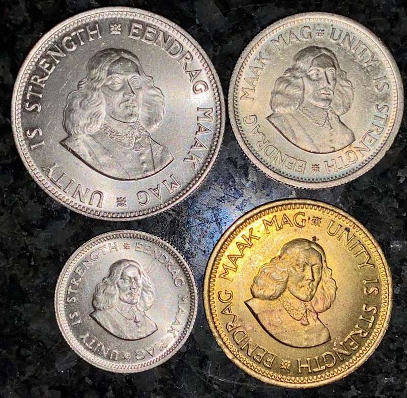 South Africa. silver set 20 cent to 1/2 cent 1964 excellent condition(1 bid takes all)