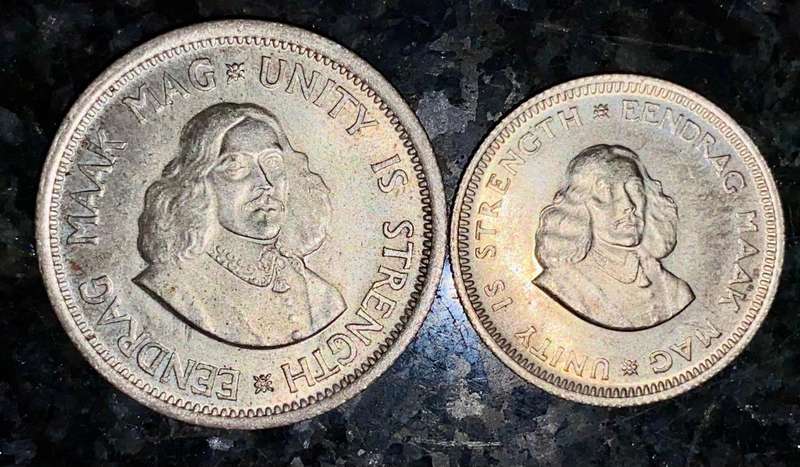 South Africa. silver set 10 cent & 5 cent 1963 excellent condition(1 bid takes all)