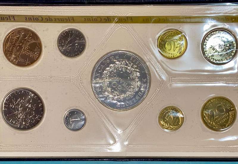 France Mint Set Fleur-de-coin - Monnaie de Paris Silver 50 francs to 1/2 franc 1978 unc boxed sealed