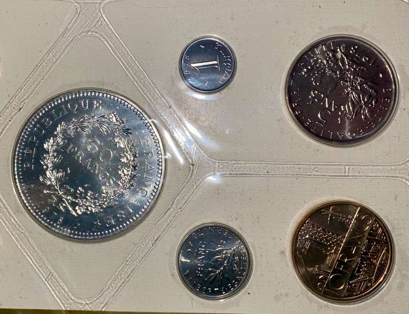 France Mint Set Fleur-de-coin - Monnaie de Paris Silver 50 francs to 1/2 franc 1978 unc boxed sealed