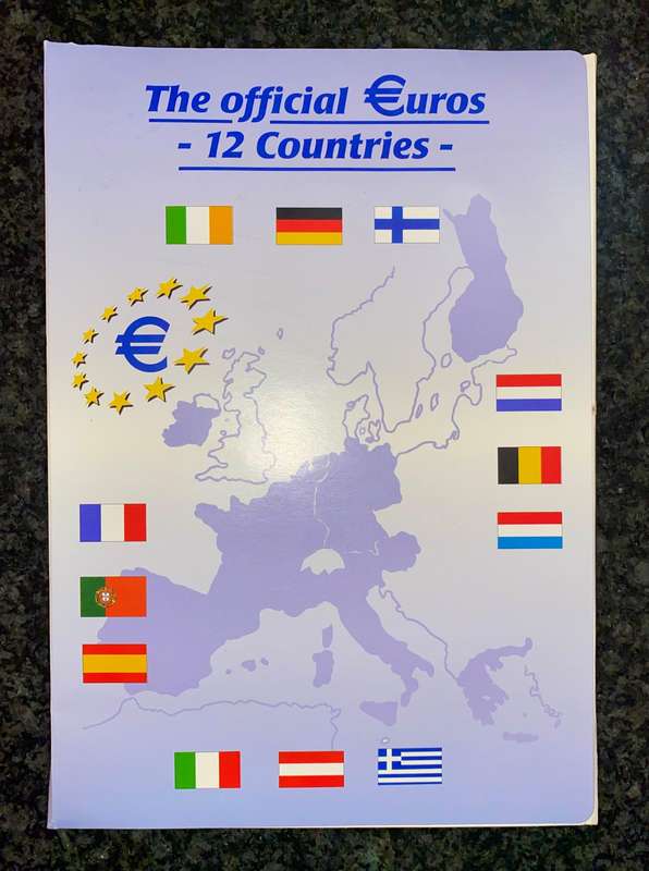 Euro Set - 12 Official countries - 1 Euro 2002 Unc in folder + original packaging