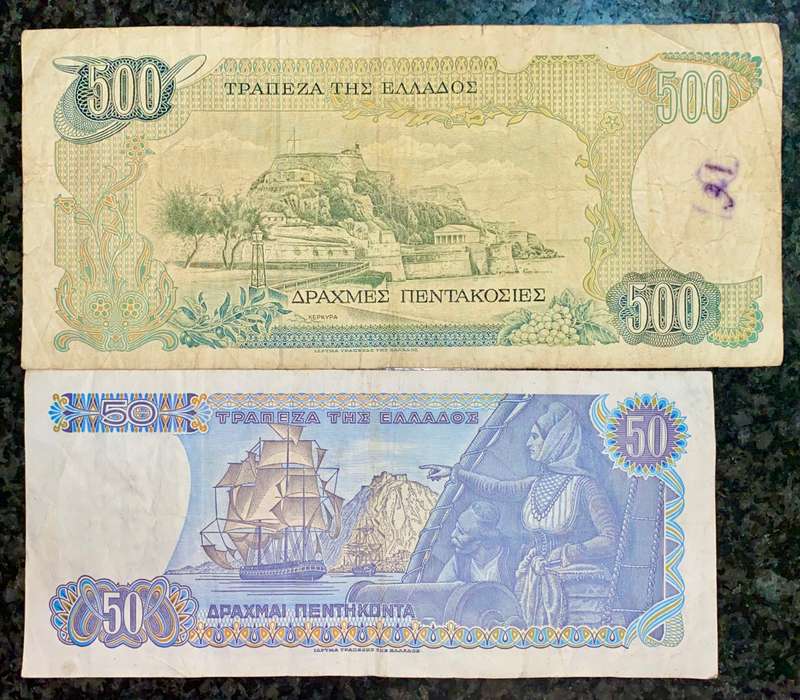 GREECE SET 500 DRACHMA 1983 & 50 DRACHMA 1978(1 BID TAKE ALL)