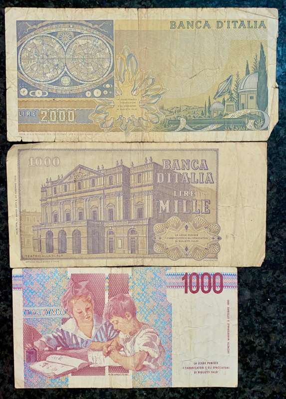 ITALY SET 2000 LIRE - 1000 LIRE 1969-1990 (1 BID TAKES ALL)
