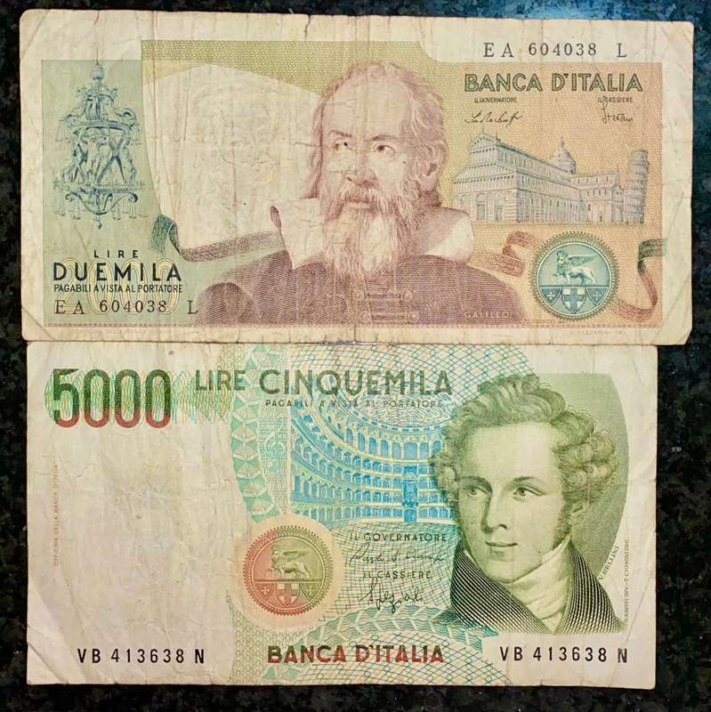 ITALY SET 5000 LIRE & 2000 LIRE (1 BID TAKES ALL)