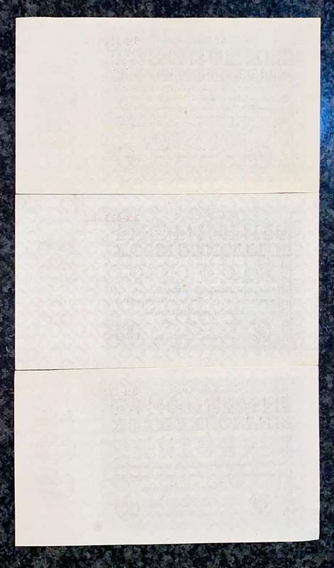 Germany. 100 million mark in sequence 471333-334 & 330 unc-aunc 1923 (1 bid takes all)