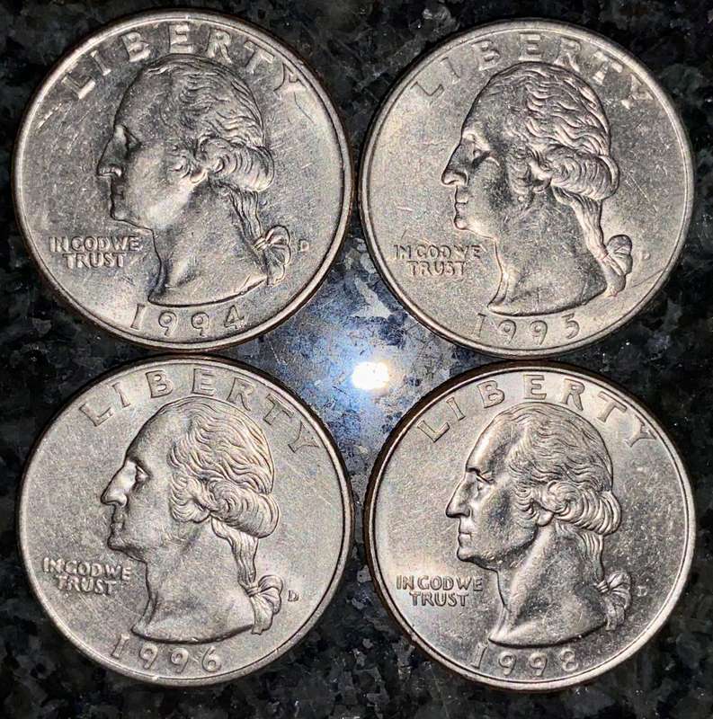 USA set 1/4 dollars 1994 -1995 -1996 -1998 (1 bid takes all)