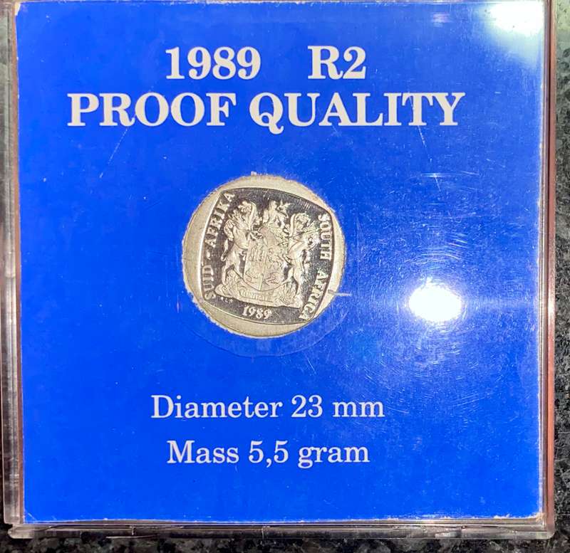 SOUTH AFRICA PROOF R2 -- 1989 -- IN ORIGINAL S A MINT CASE