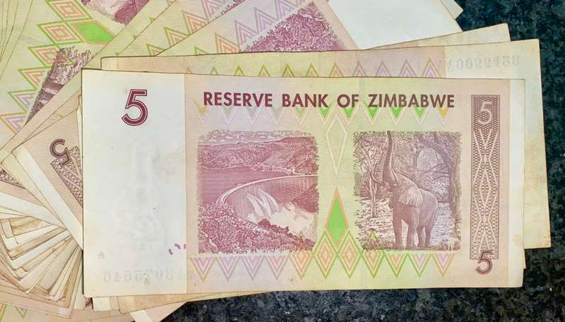 ZIMBABWE 5 DOLLAR PACK 2007 LONG NECK BIRD WTM (BID PER NOTE) 62 AVAILABLE