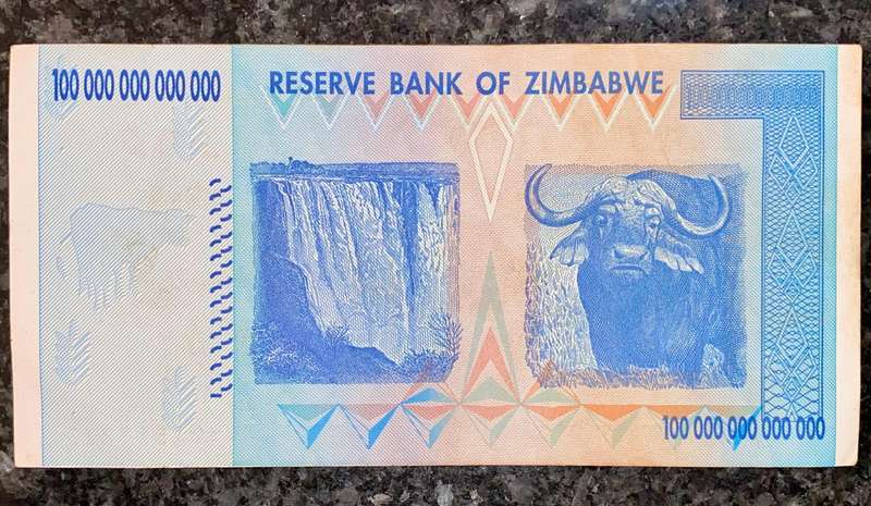 Zimbabwe 100 Trillion dollars 2008 AA Harare - 100% Authentic Banknote