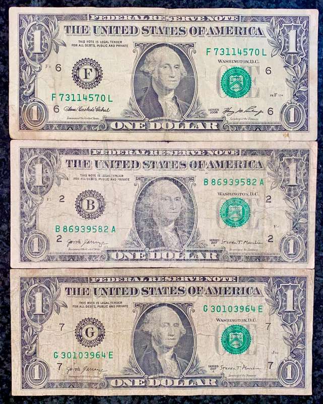 USA Set 1 dollar - B - F - G - Federal Reserves 2006-2017 (1 bid takes all)