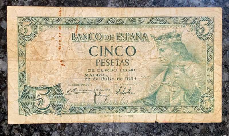 Spain 5 pesetas 1954