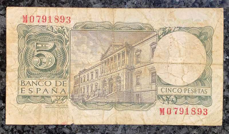 Spain 5 pesetas 1954