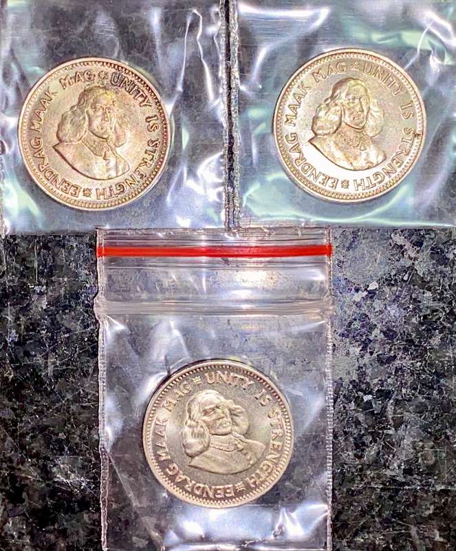 SOUTH AFRICA SILVER 2 1/2 CENT 1963 UNC (BID PER COIN)