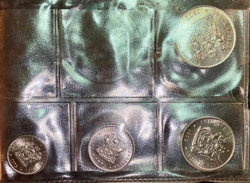 SOUTH AFRICA PROOF SET 50 CENT TO 1/2 CENT -- 1973 -- IN COIN HOLDER