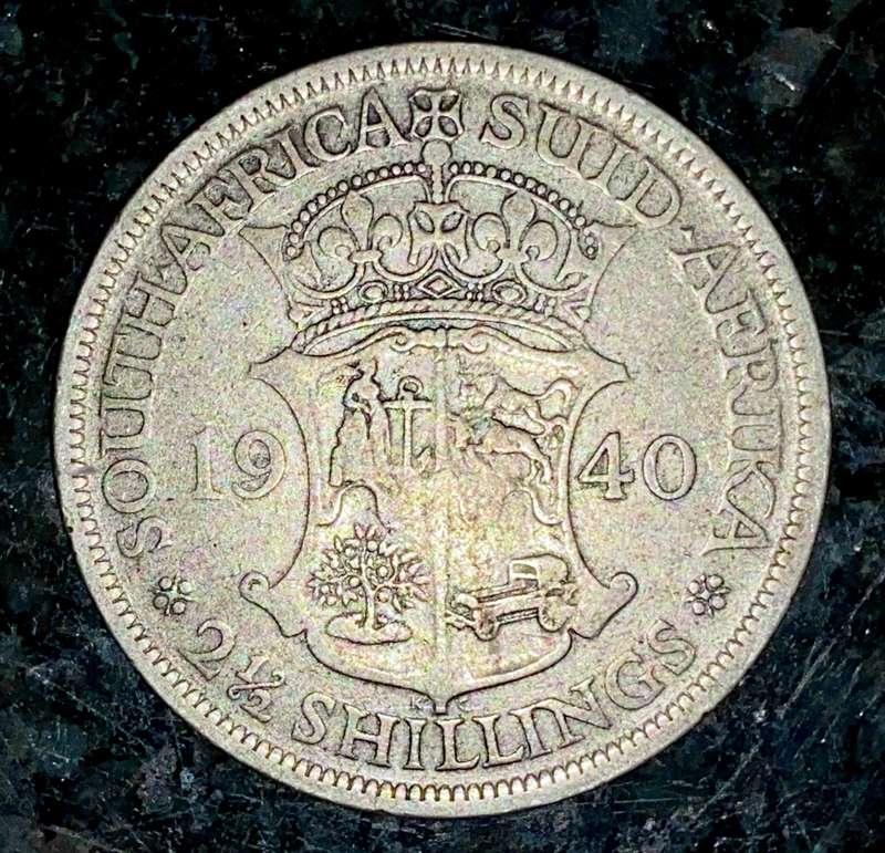 S A UNION SILVER 2 1/2 SHILLINGS 1940 - 80% SILVER