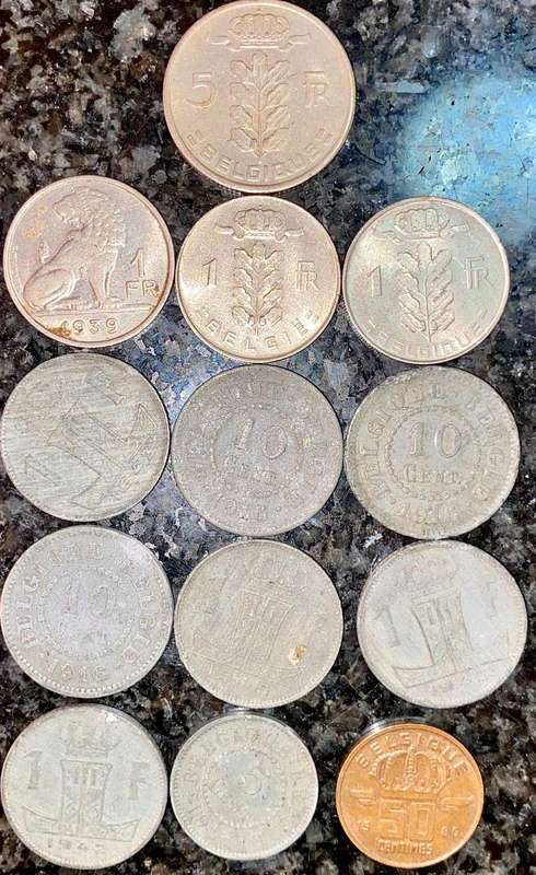 Belgium coin lot some from WW1/2 (1 bid takes all)