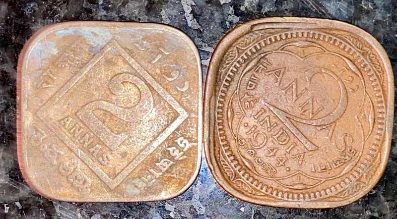 India Set 2 Anna 1919 & 1944 WW2 (1 bid takes all)