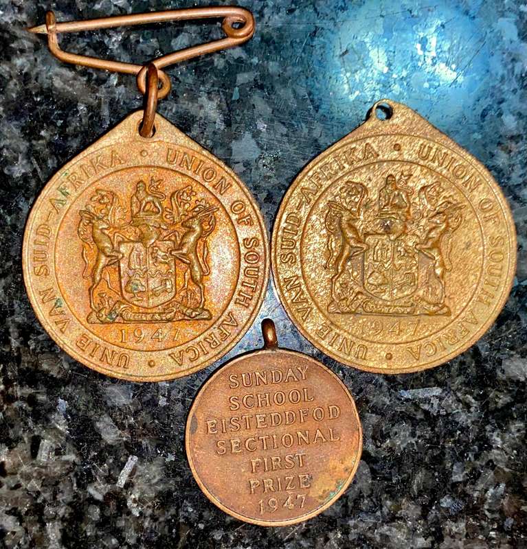South Africa Medals - JHB & District Sunday School Union 1947 & Royal Visit (1 bid takes all)