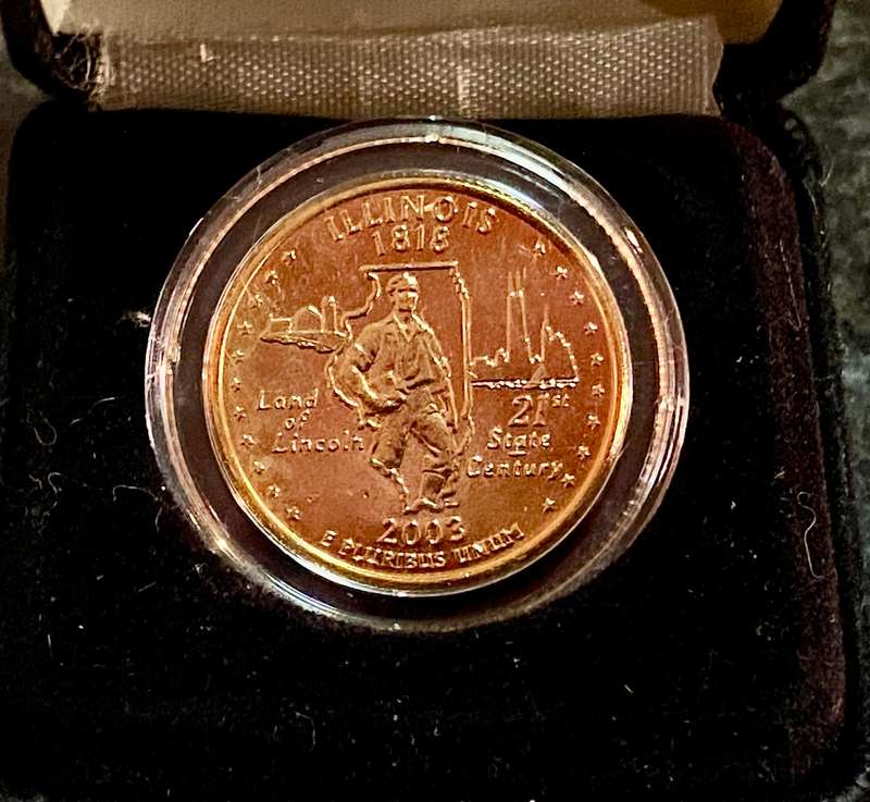 USA 1/4 dollar Jefferson Hologram - Barack Obama 2008 - 50 states Illinois 2003 - gold plate -