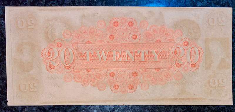 USA $20 Canal Bank 1840s - New Orleans Louisiana with Broken Banknotes info card