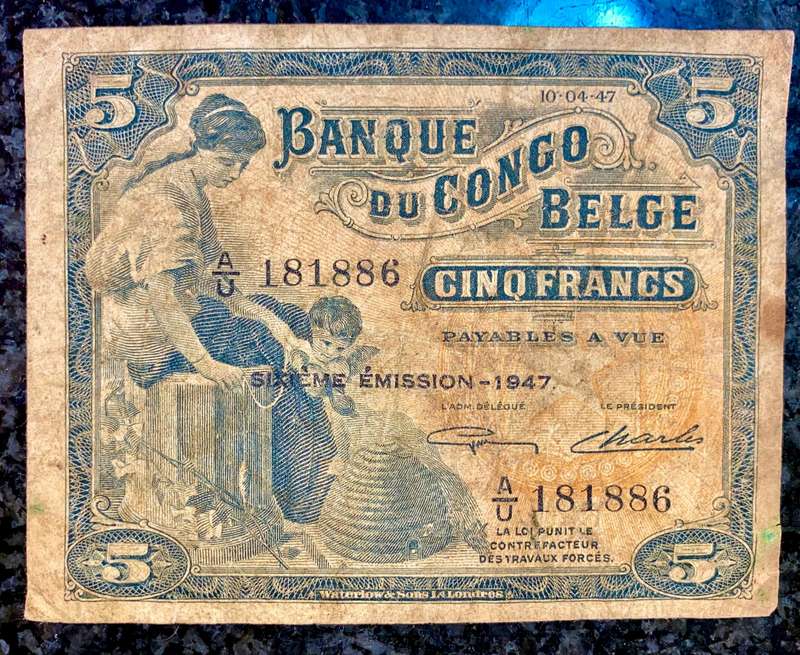Belgium Congo 5 francs 1947-04-10