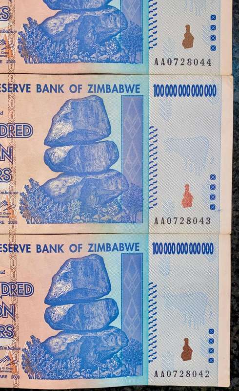 Zimbabwe 100 Trillion dollars in seq AA0728044-042 -- 2008 Harare - 100% Authentic Banknote