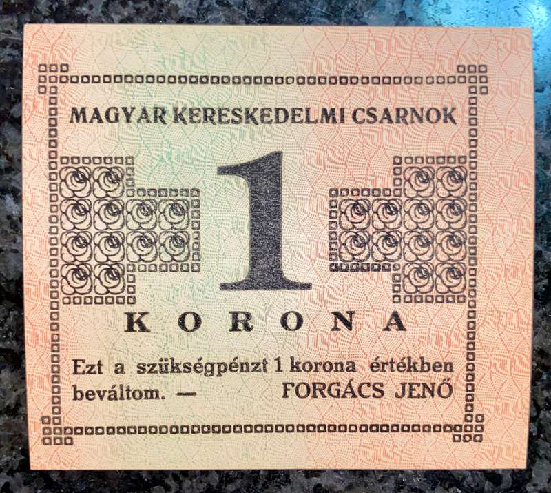 HUNGARY 1 KORONA ND - HUNGARIAN COMMERCIAL CORNER - SCARCE (1 BID TAKES ALL)