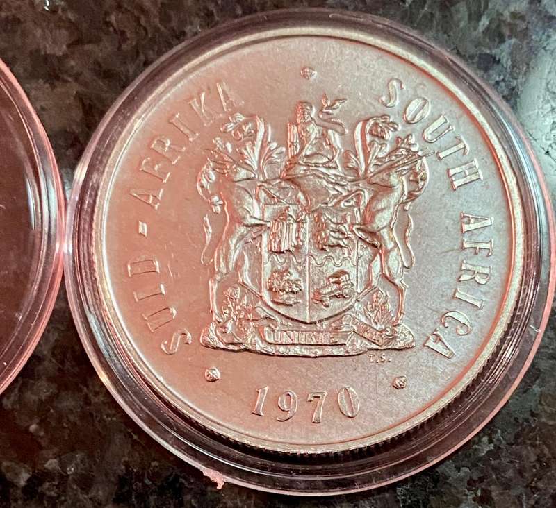 South Africa. Silver Proof R1 -- 1970 in capsule