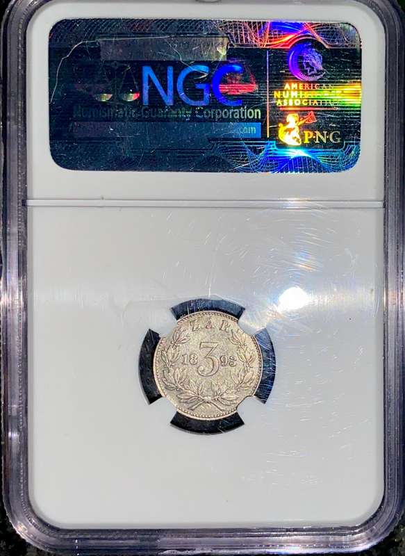 ZAR 1893 Graded Silver 3p Tickey NGC XF details