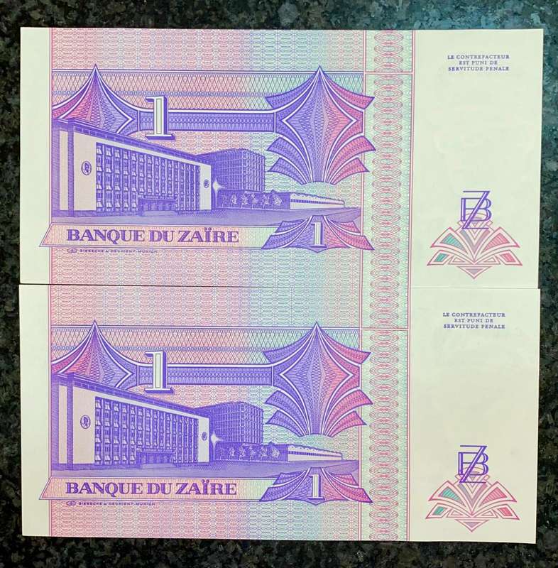 Zaire Set 1 Zaires unc 24-06-1993 (bid per note)