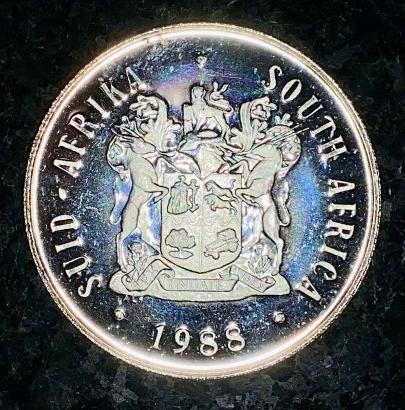 SOUTH AFRICA PROOF SILVER R1 -- 1988 -- GROOT TREK