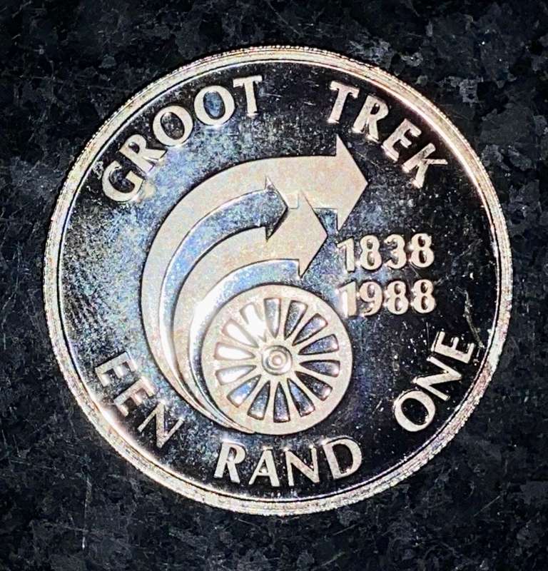 SOUTH AFRICA PROOF SILVER R1 -- 1988 -- GROOT TREK