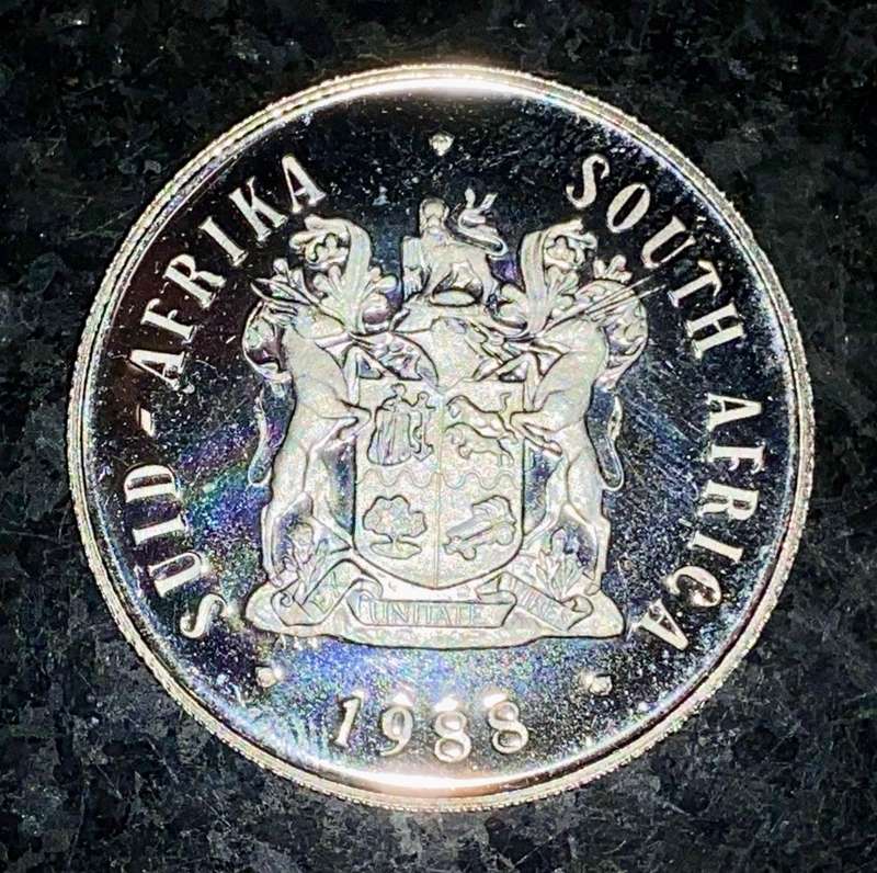 SOUTH AFRICA PROOF SILVER R1 -- 1988 -- DIAS